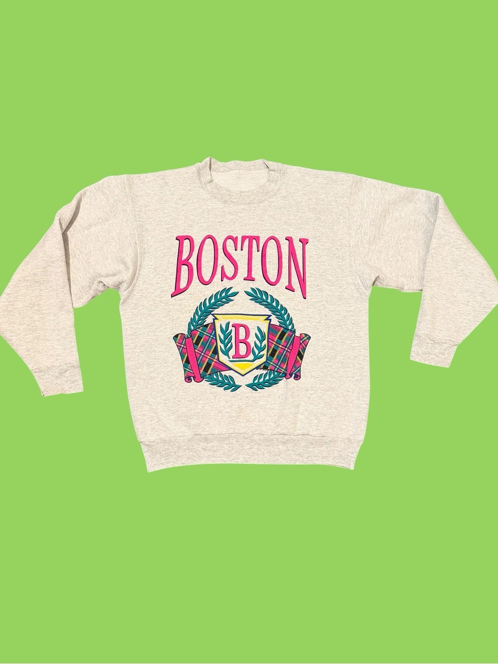 Vintage Boston 1993 Sweatshirt Hot Pink Retro Small